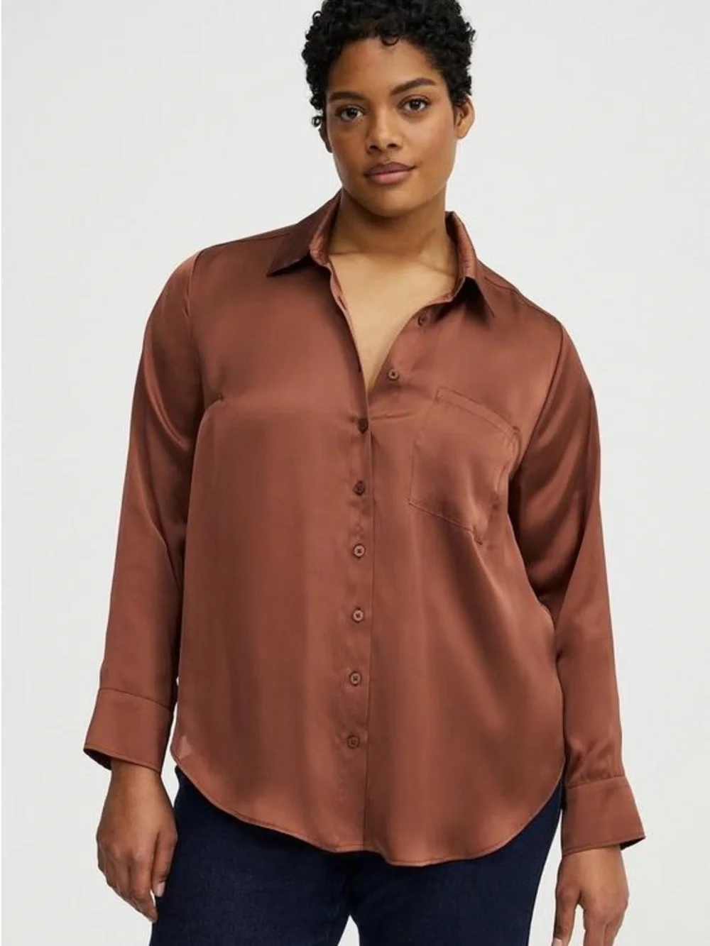 torrid Satin Relaxed Button-Up Shirt size large - Picture 3 of 9